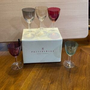 5 Pottery Barn Luster, Stemmed Cordial Glasses. $10
